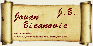 Jovan Bicanović vizit kartica